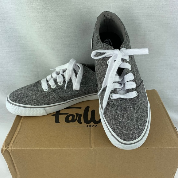 Ladies Far West Grey Canvas Sneakers - Picture 1 of 9